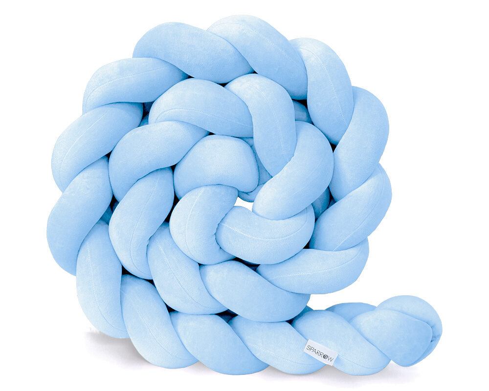 baby-blue.jpg Geflochtener Bettschutz, 3 Stränge, Velours / Babyblau