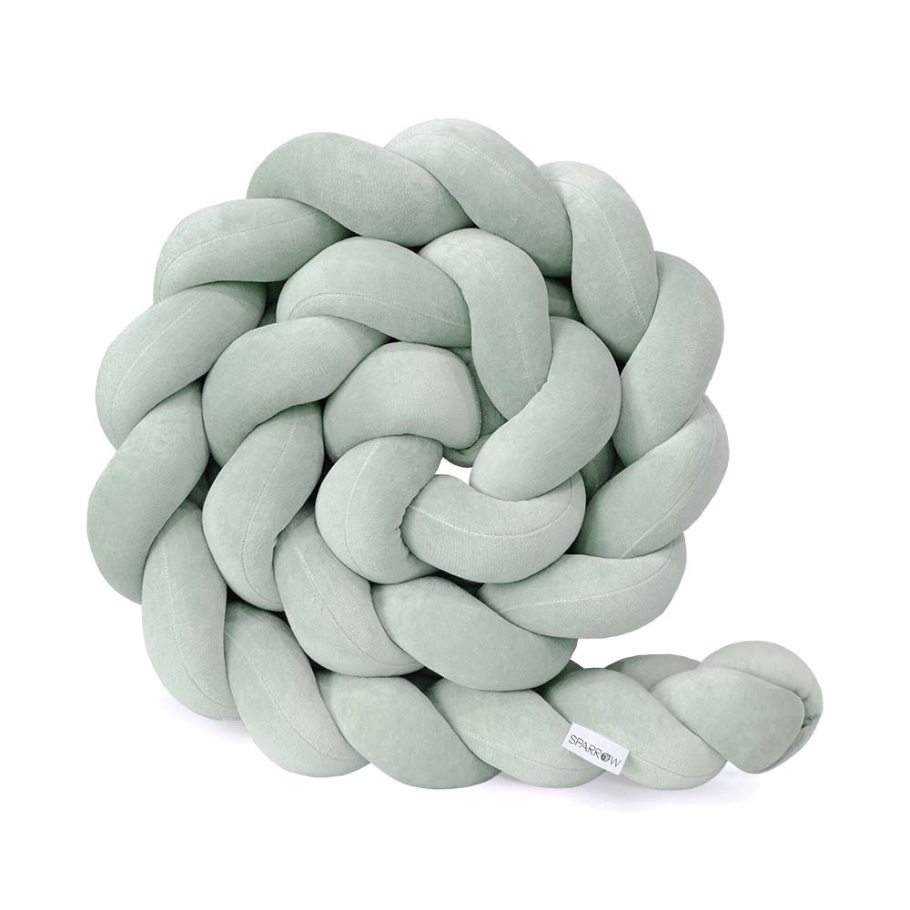 eukaliptus-.jpg Geflochtener Bettschutz, 3 Stränge, Samt/Eukalyptus