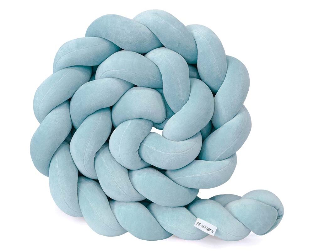 ochraniacz-warkocz-ice-blue-1.jpg Geflochtener Bettschutz, 3 Stränge, Velours / Eisblau