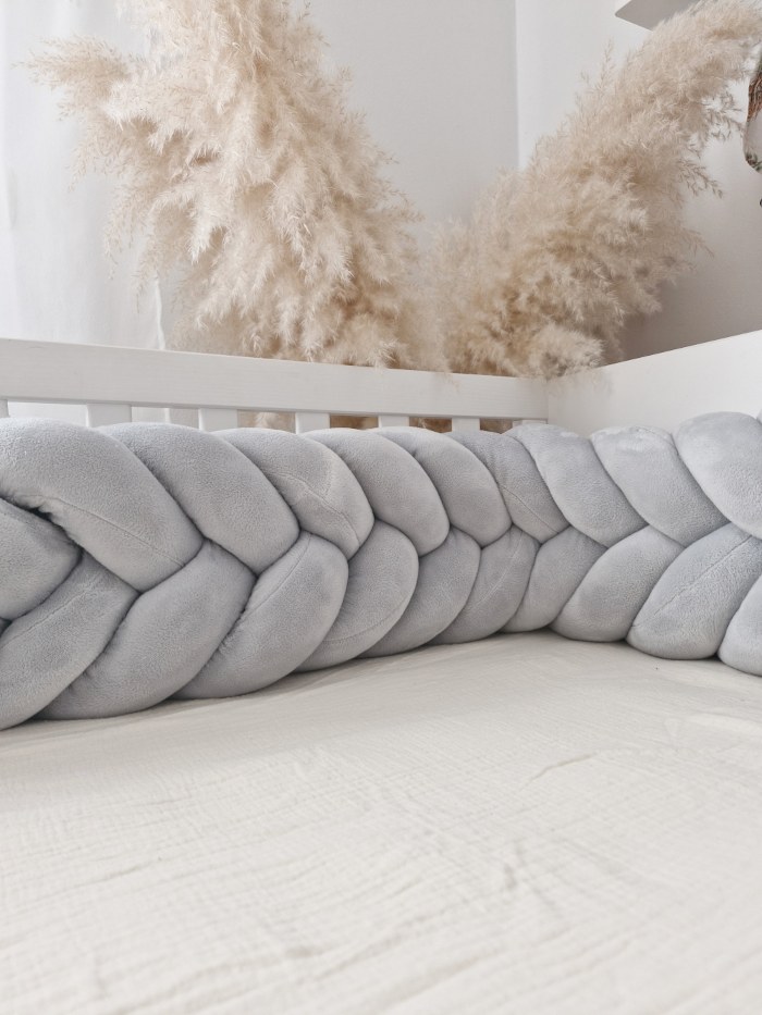 Wheat-Ear Braided Bumper Velvet, 5 Strands – Light Grey
