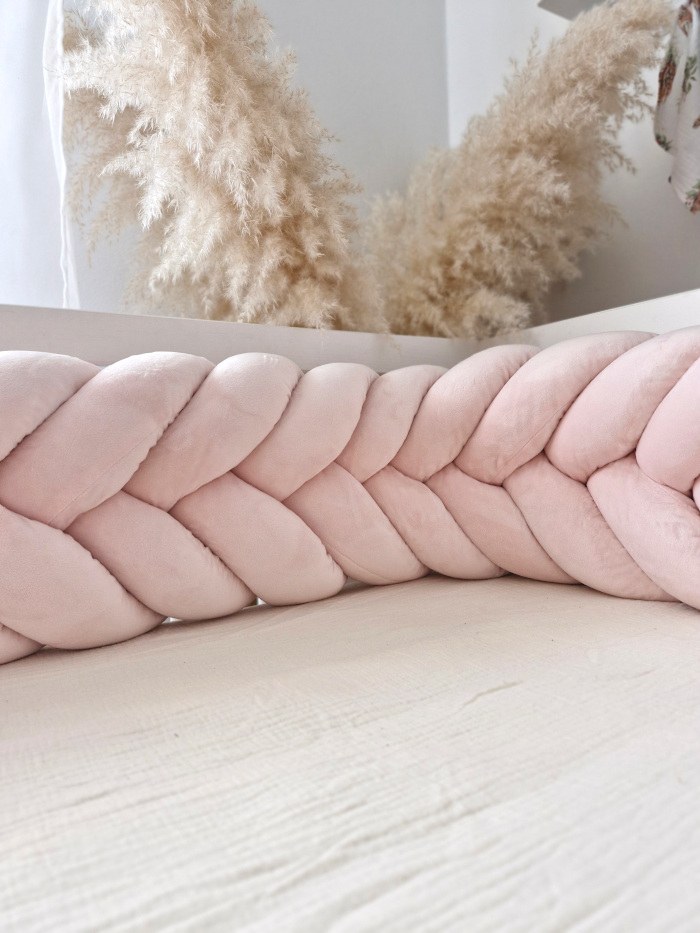 Wheat-Ear Braided Bumper Velvet, 5 Strands – Powder Pink Wheat-Ear Braided Bumper Velvet, 5 Strands – Powder Pink