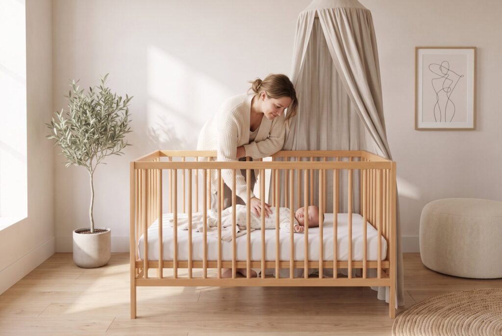 VERA Cot Bed with parent and child