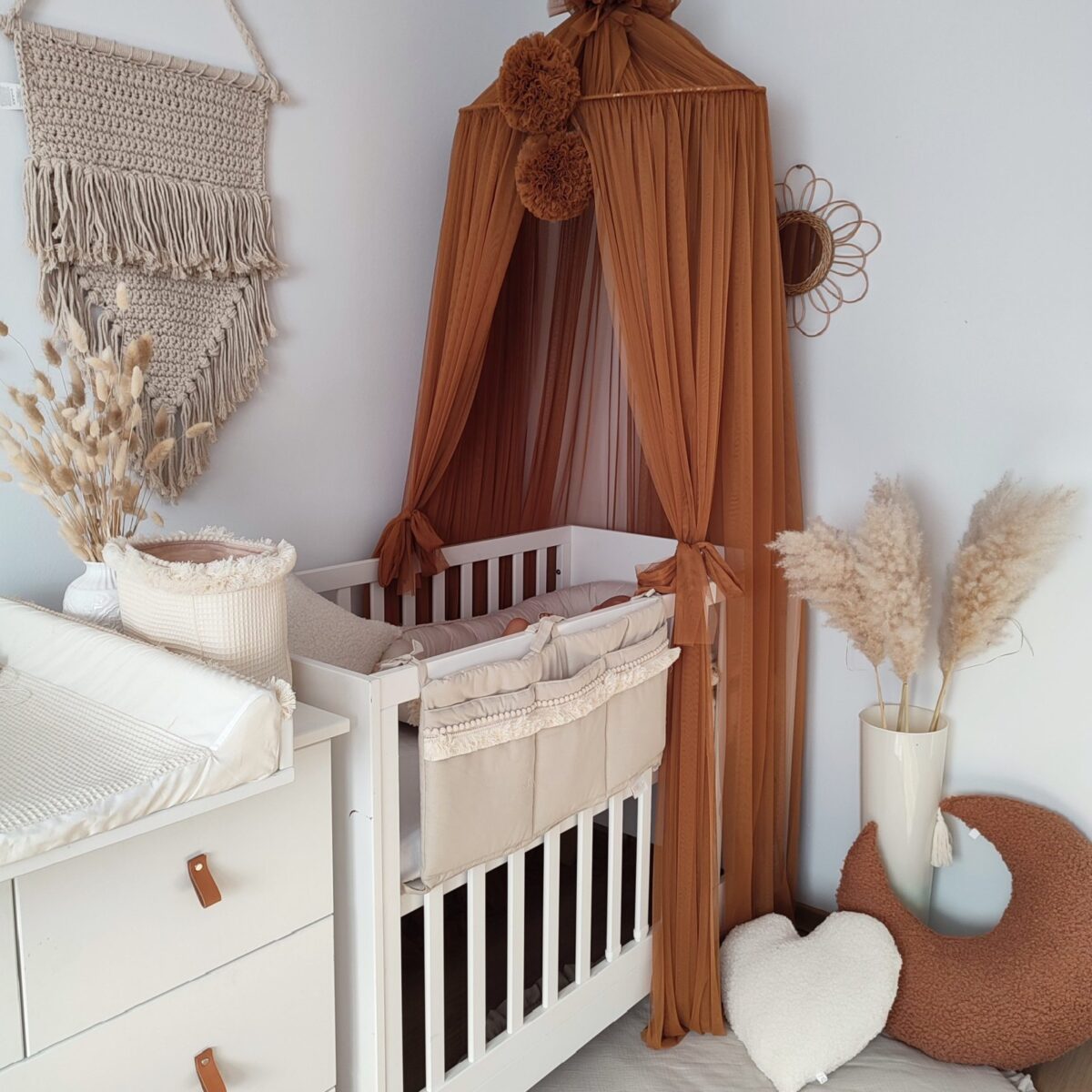 Tulle Canopy with Pompoms – Ceiling Mounted