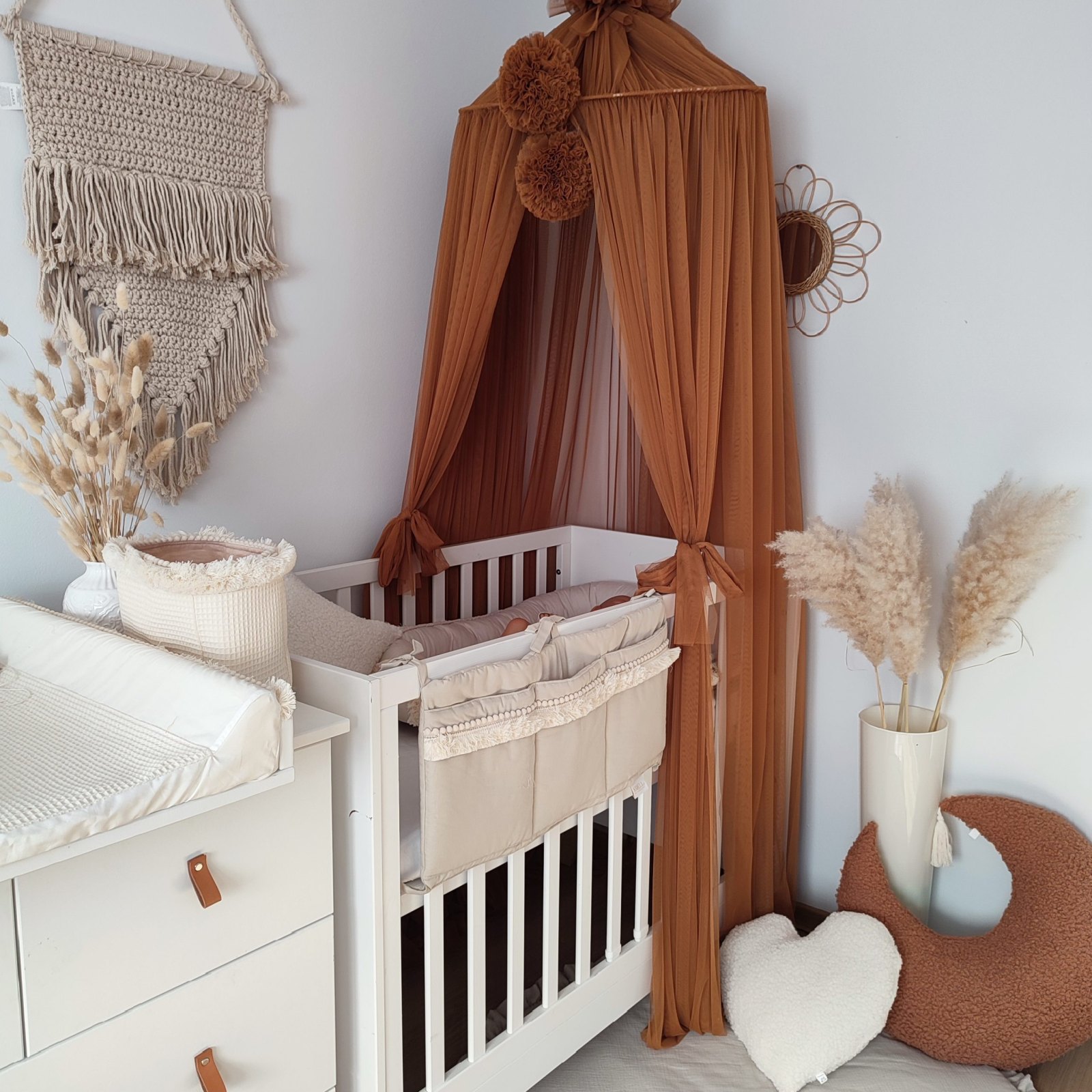 Tulle Canopy with Pompoms – Ceiling Mounted