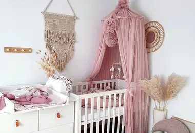 Tulle Canopy with Pompoms – Ceiling Mounted