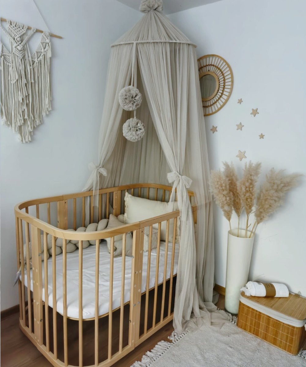 Tulle Canopy with Pompoms – Ceiling Mounted