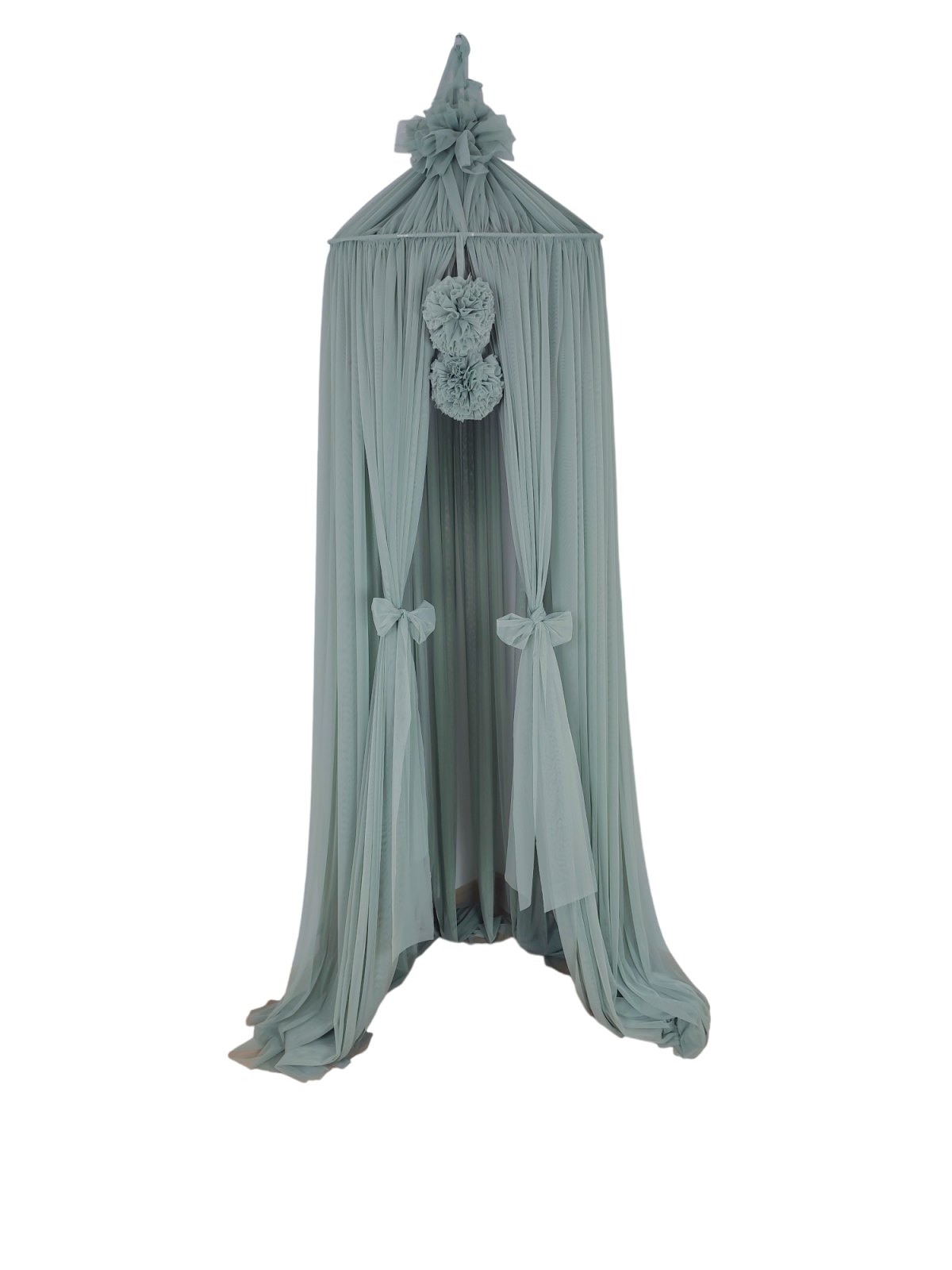 Tulle Canopy with Pompoms – Ceiling Mounted – Khaki