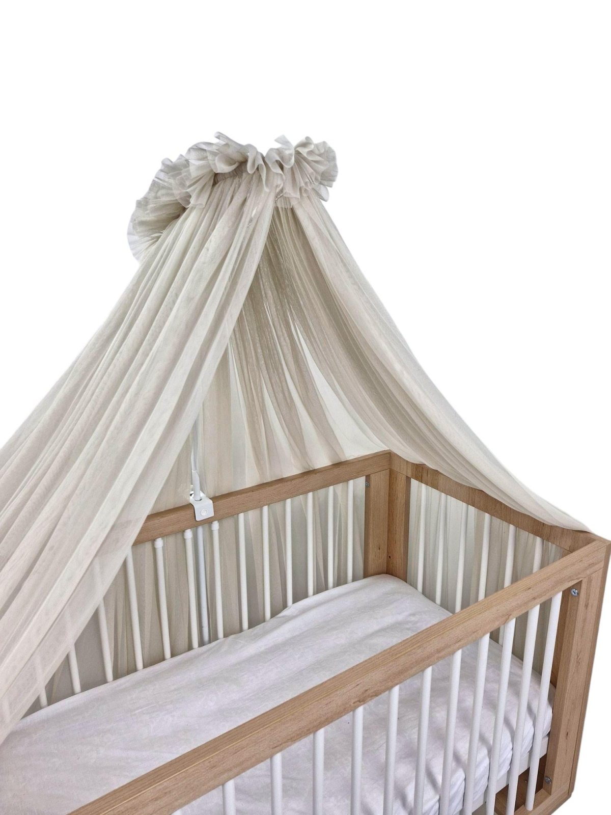 Tulle Bed Canopy with Frame – Beige
