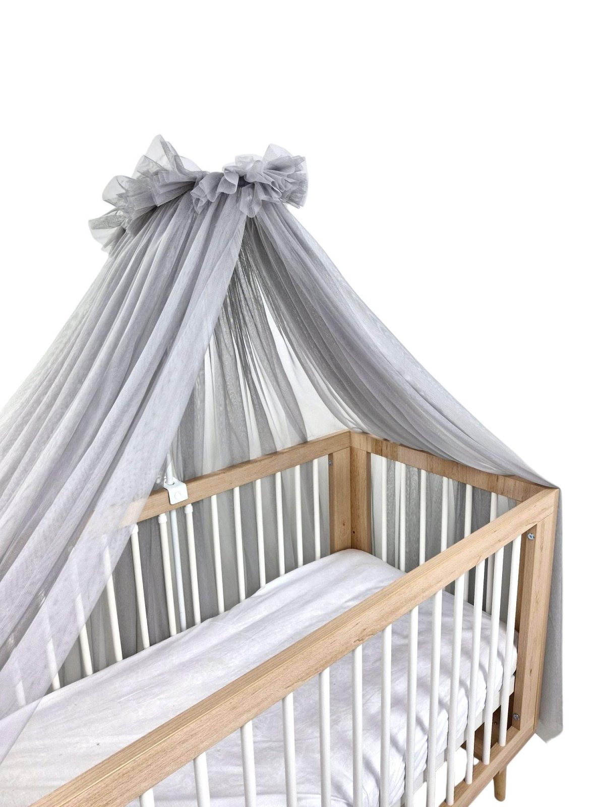 Tulle Bed Canopy with Frame – Steel Grey