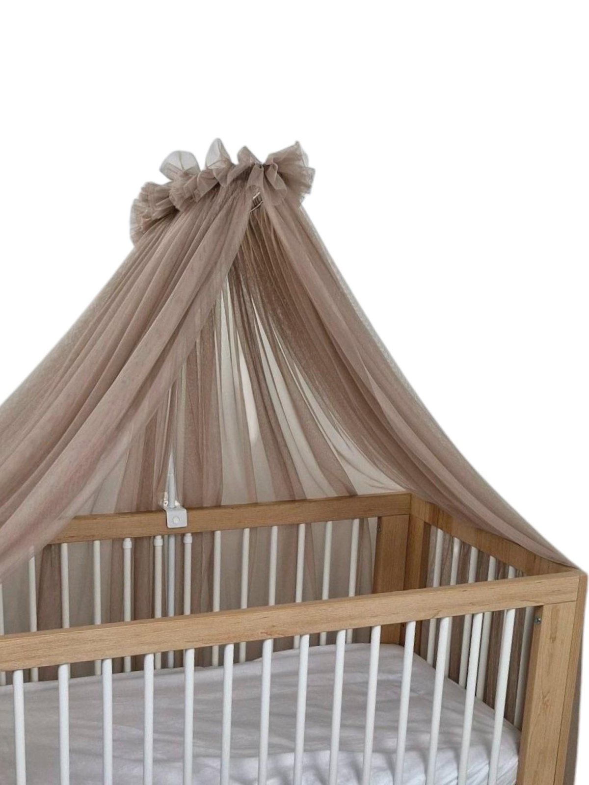 Tulle Bed Canopy with Frame – Taupe