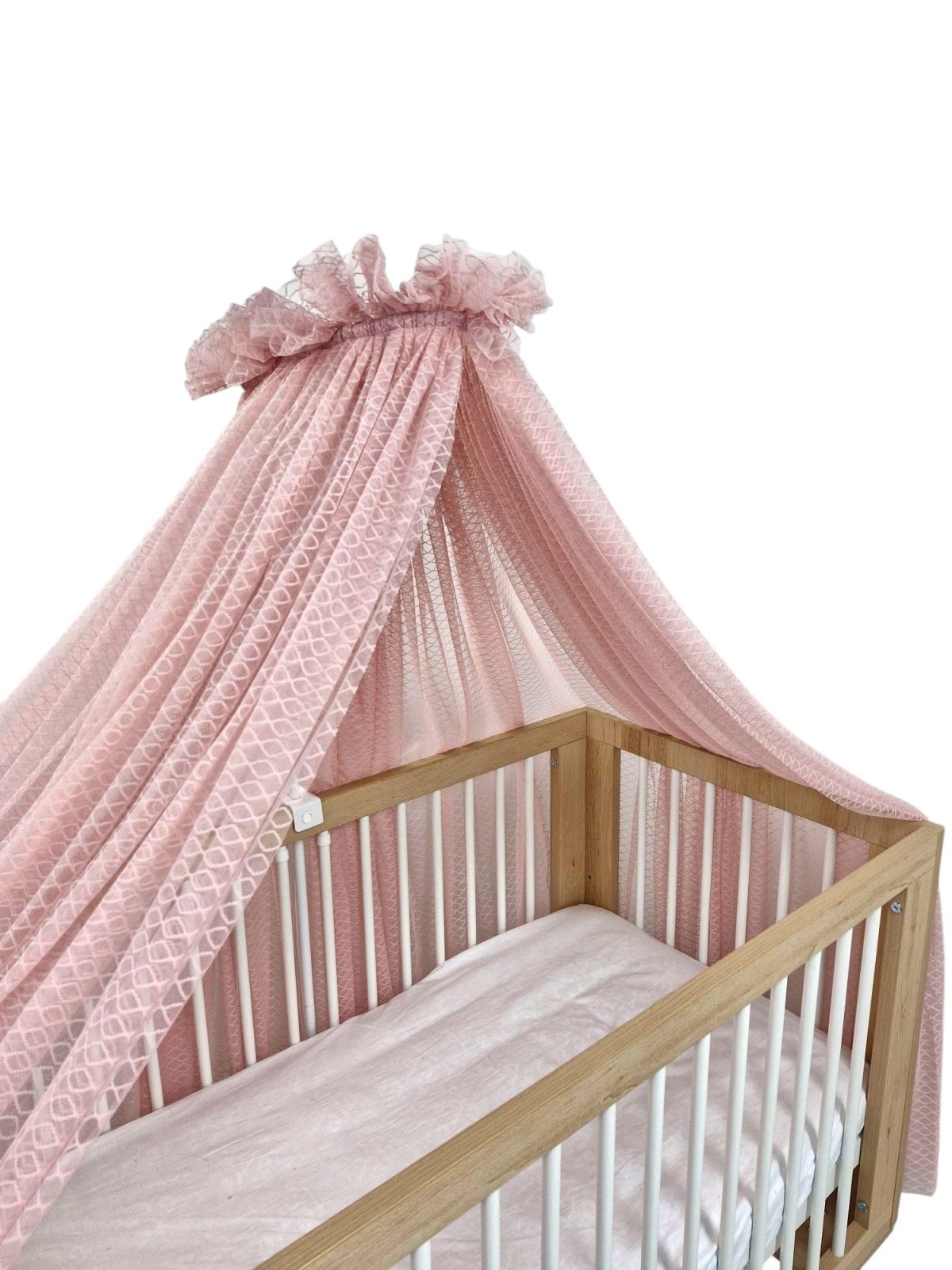 Wave Tulle Bed Canopy with Frame – Dusty Pink
