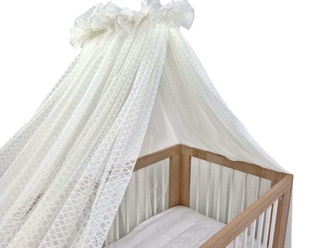 Wave Tulle Bed Canopy with Frame – Ecru