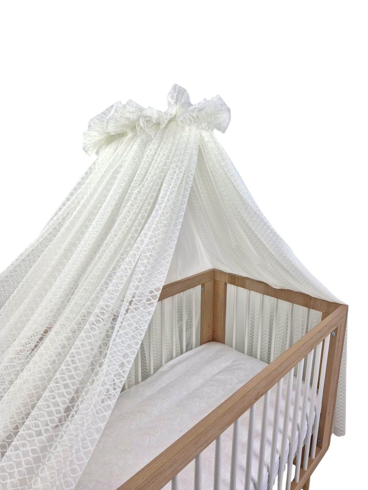 Wave Tulle Bed Canopy with Frame – Ecru