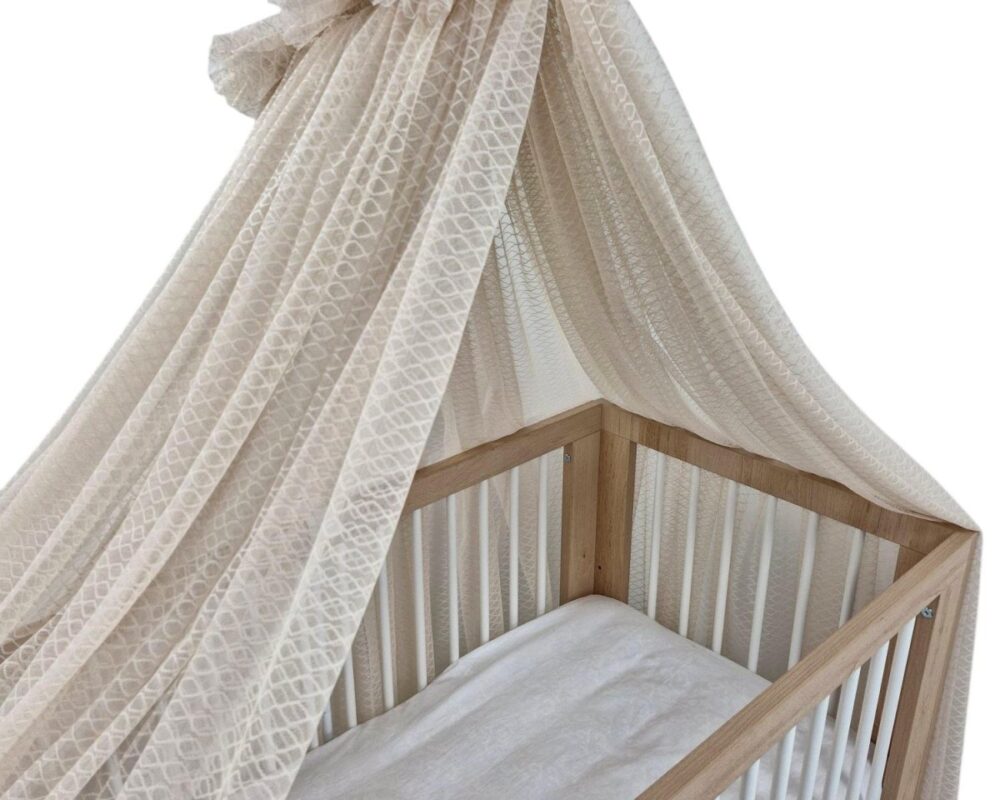 Wave Tulle Bed Canopy with Frame – Warm Beige