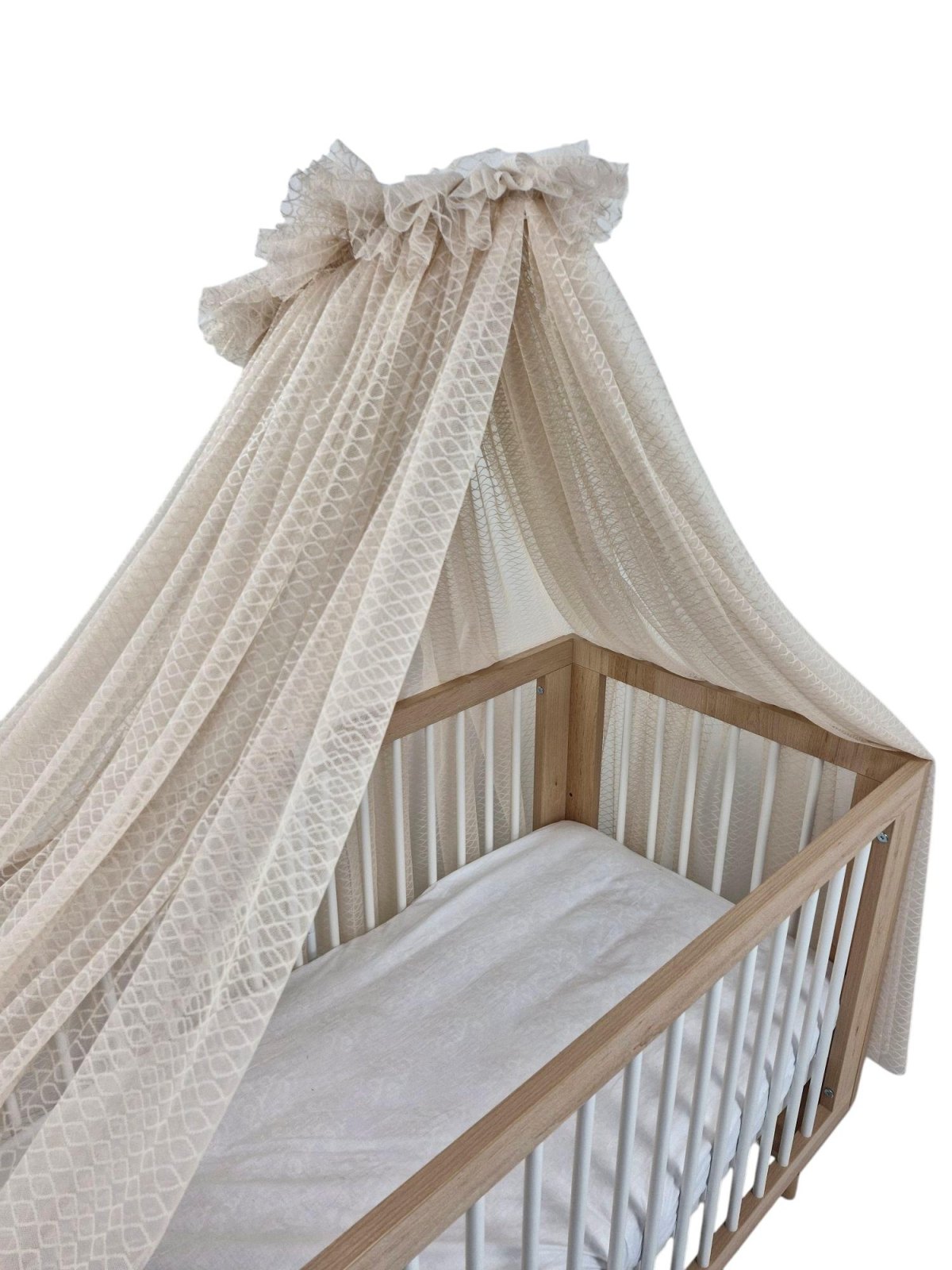 Wave Tulle Bed Canopy with Frame – Warm Beige