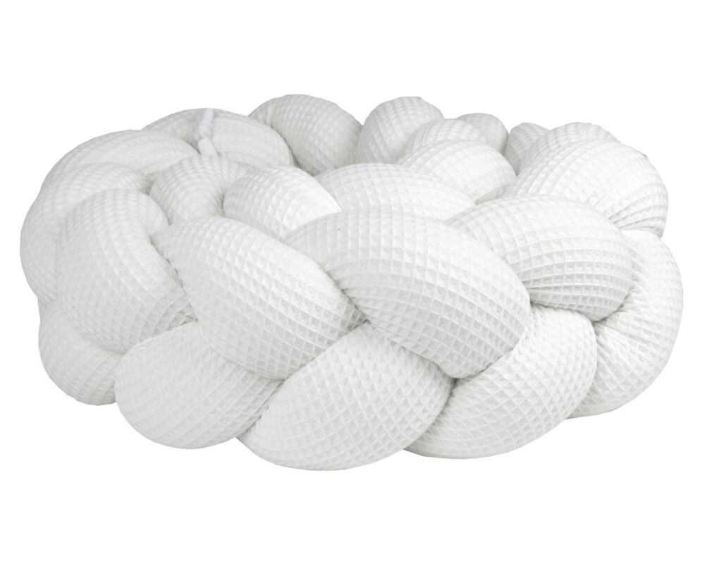 Braided Bumper Waffle Piqué, 3 Strands – White