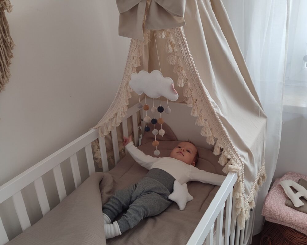 Boho Cotton Bed Canopy with Frame