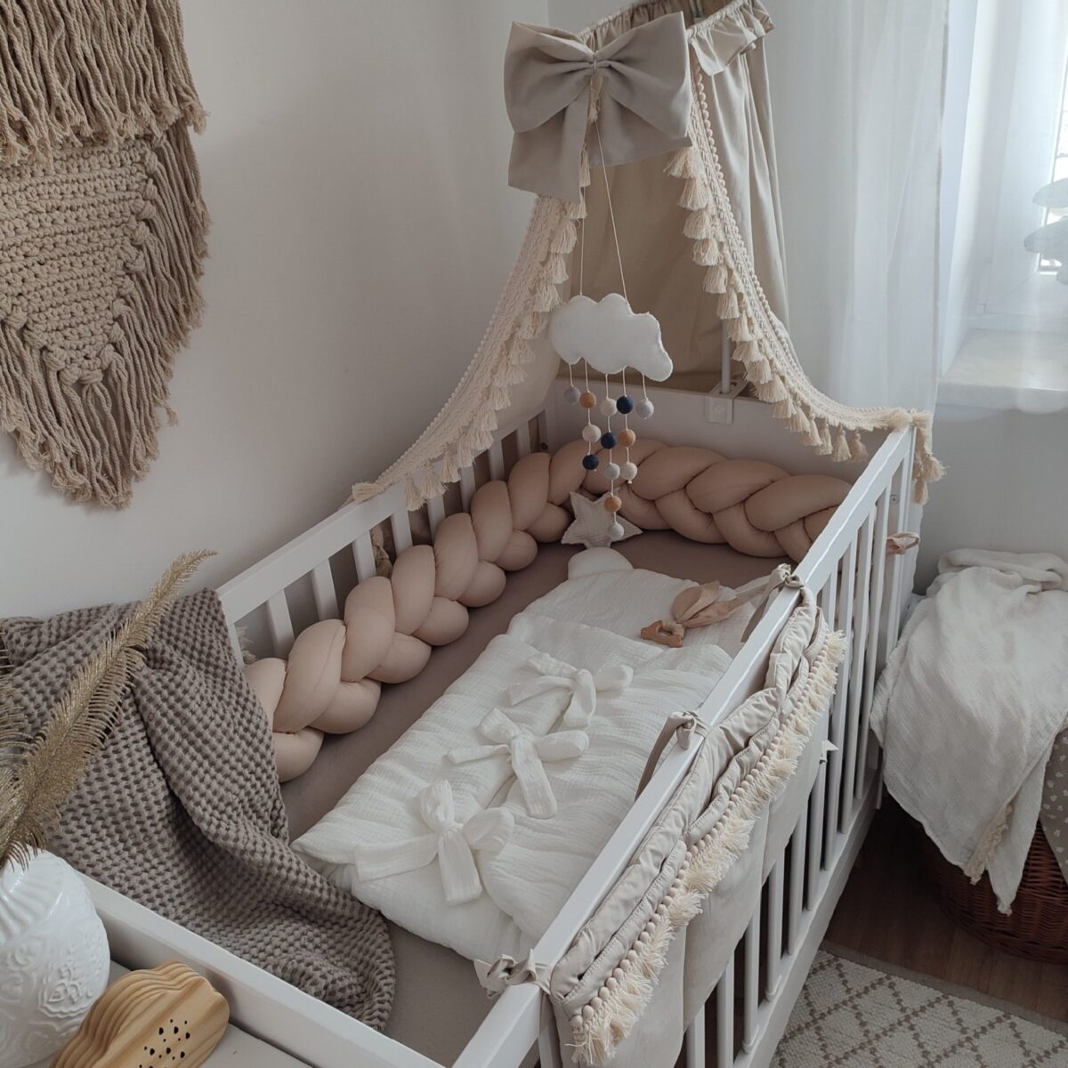Boho Cotton Bed Canopy with Frame Boho Cotton Bed Canopy with Frame