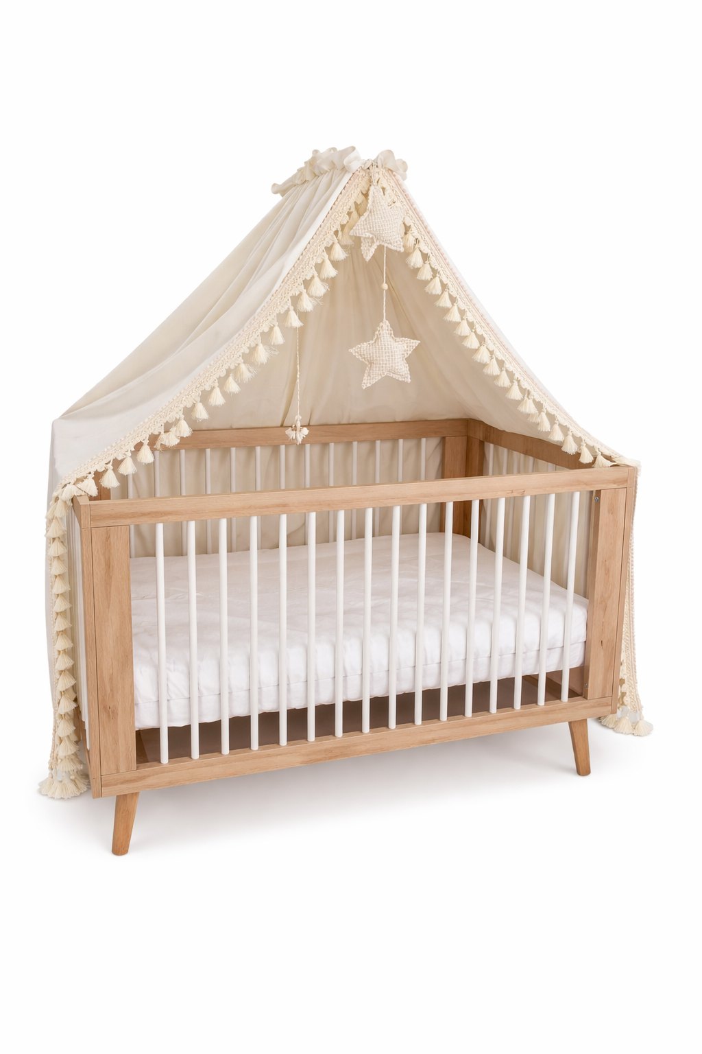 Boho Cotton Bed Canopy with Frame – Sand Boho Cotton Bed Canopy with Frame – Sand