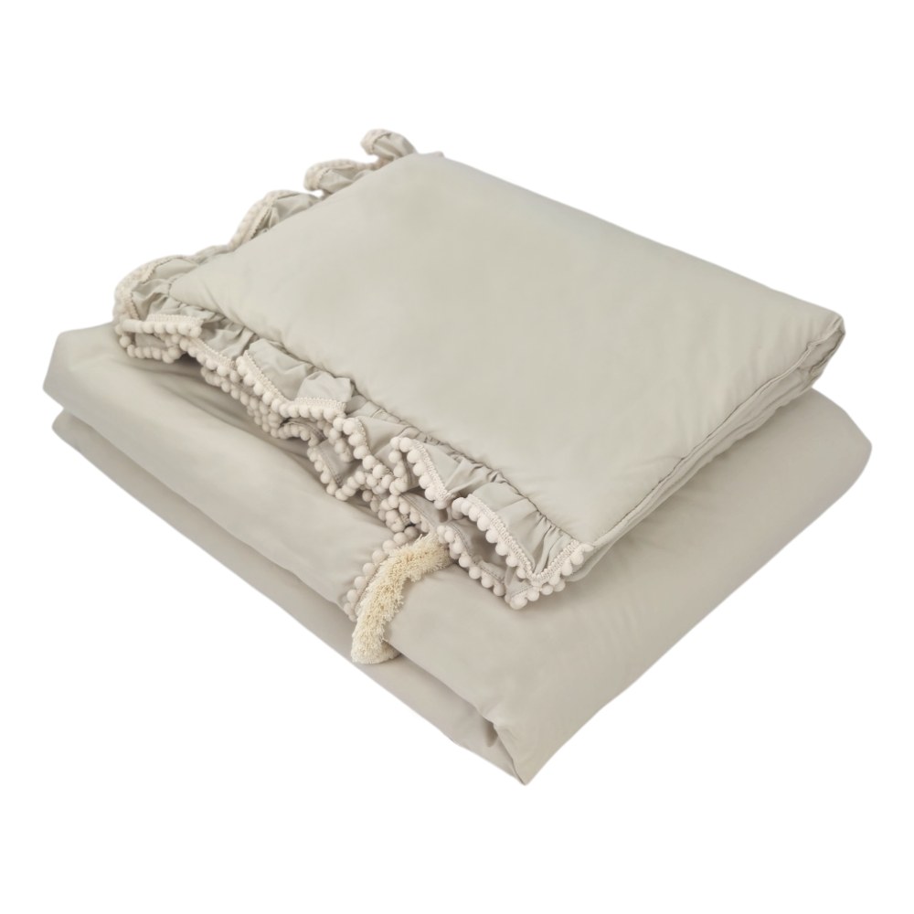 Boho Bedding Set with Fringe – Beige Boho Bedding Set with Fringe – Beige