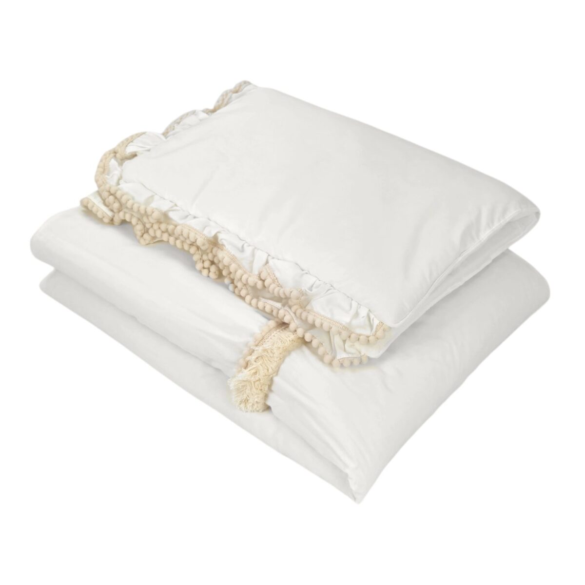 Boho Bedding Set with Fringe – Cream Boho Bedding Set with Fringe – Cream