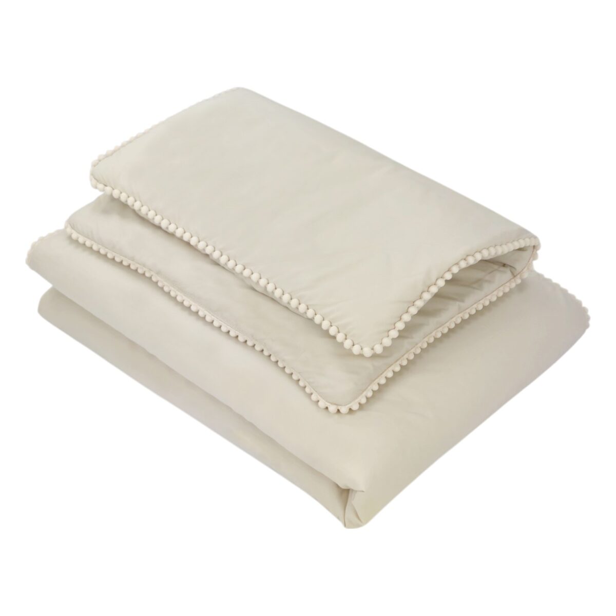 Boho Bedding Set with Pompoms – Beige Boho Bedding Set with Pompoms – Beige