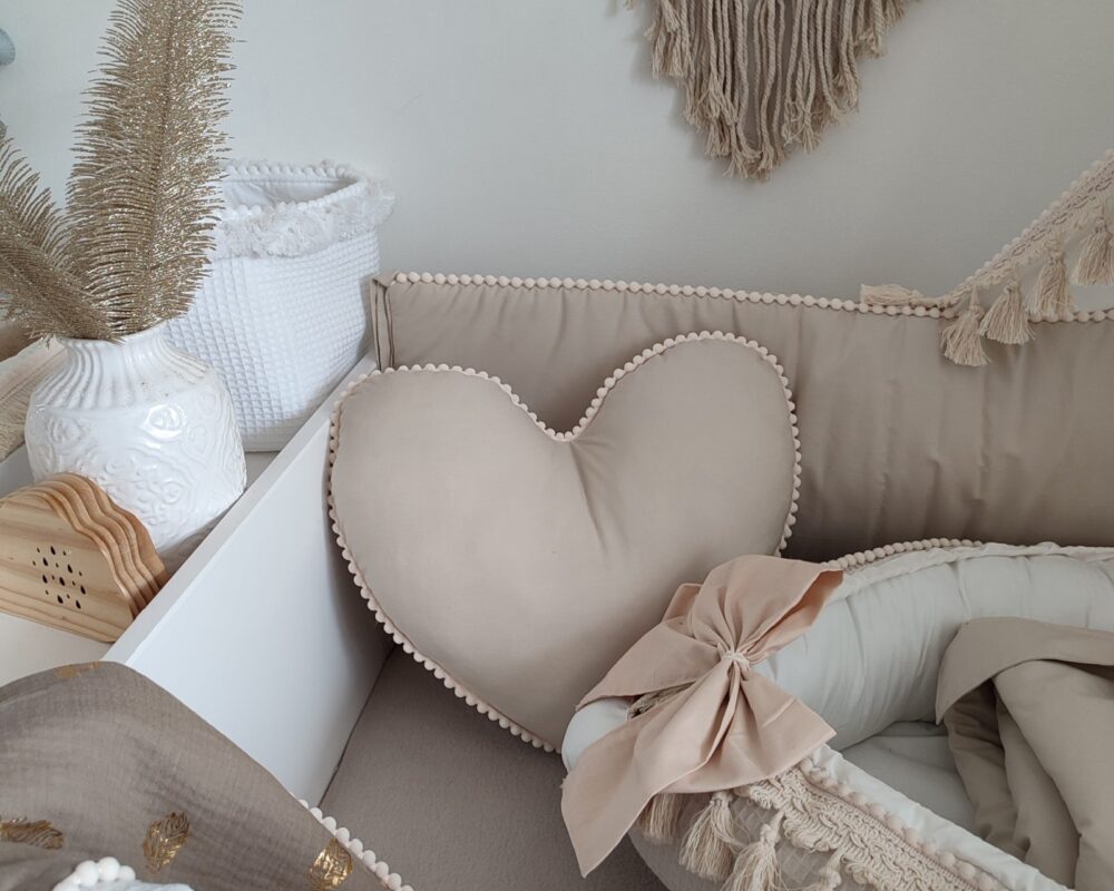 Boho Cot Bumper with Pompoms