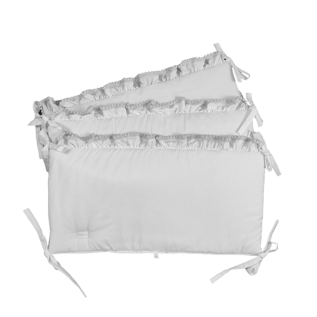 Boho Cot Bumper with Ruffle – Grey Boho Cot Bumper with Ruffle – Grey