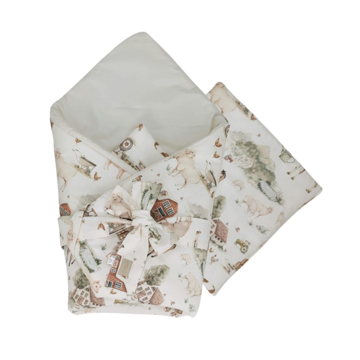 2-in-1 Swaddle Wrap 75 × 75 cm with Pillow 35 × 35 cm – Farm