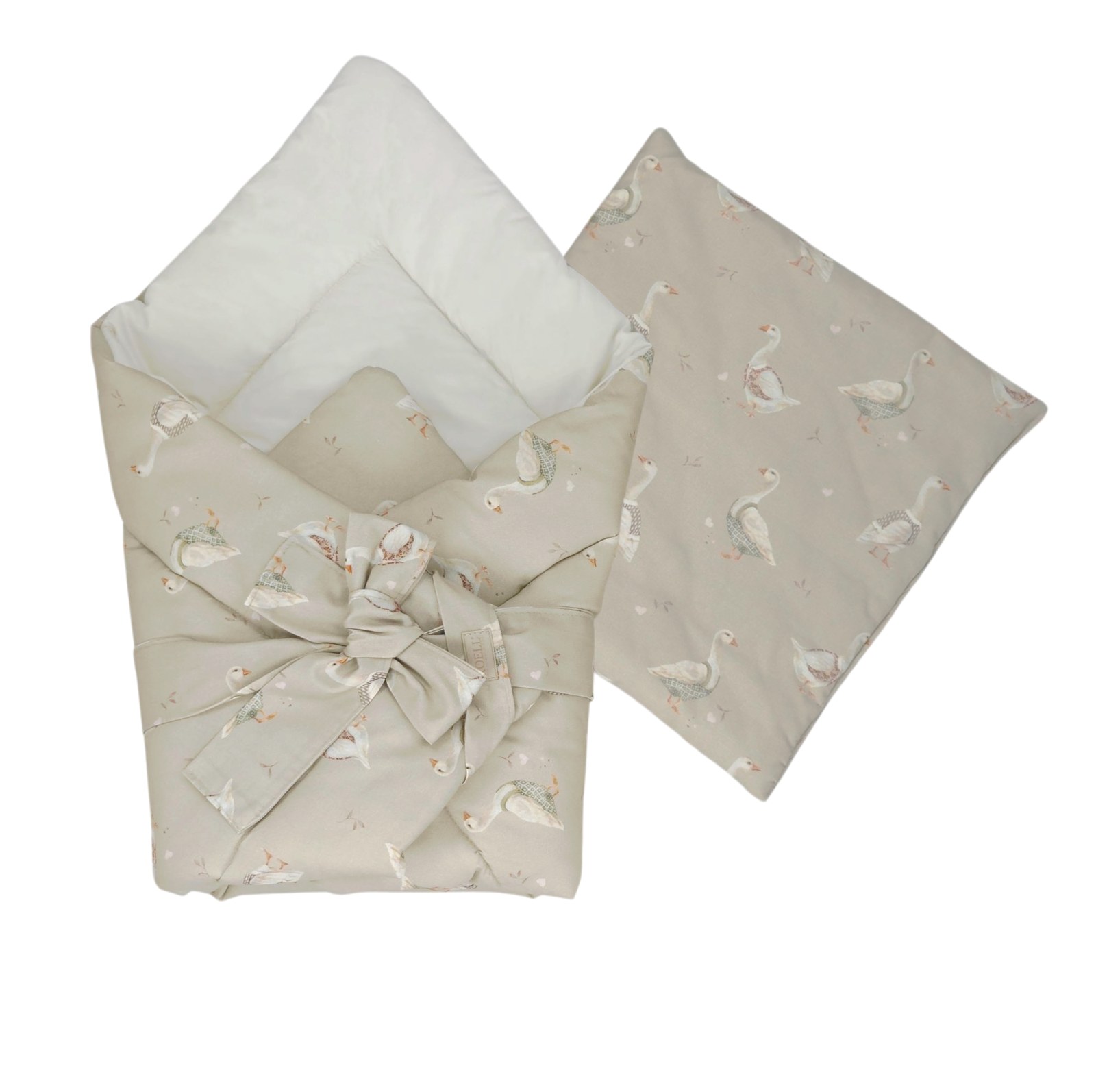 2-in-1 Swaddle Wrap 75 × 75 cm with Pillow 35 × 35 cm – Geese