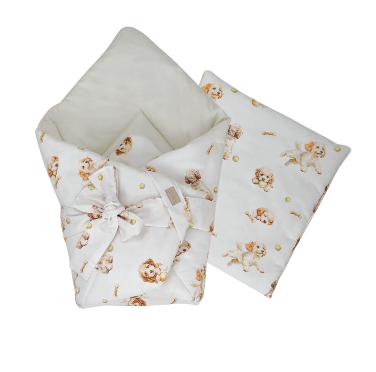 2-in-1 Swaddle Wrap 75 × 75 cm with Pillow 35 × 35 cm – Puppy Love