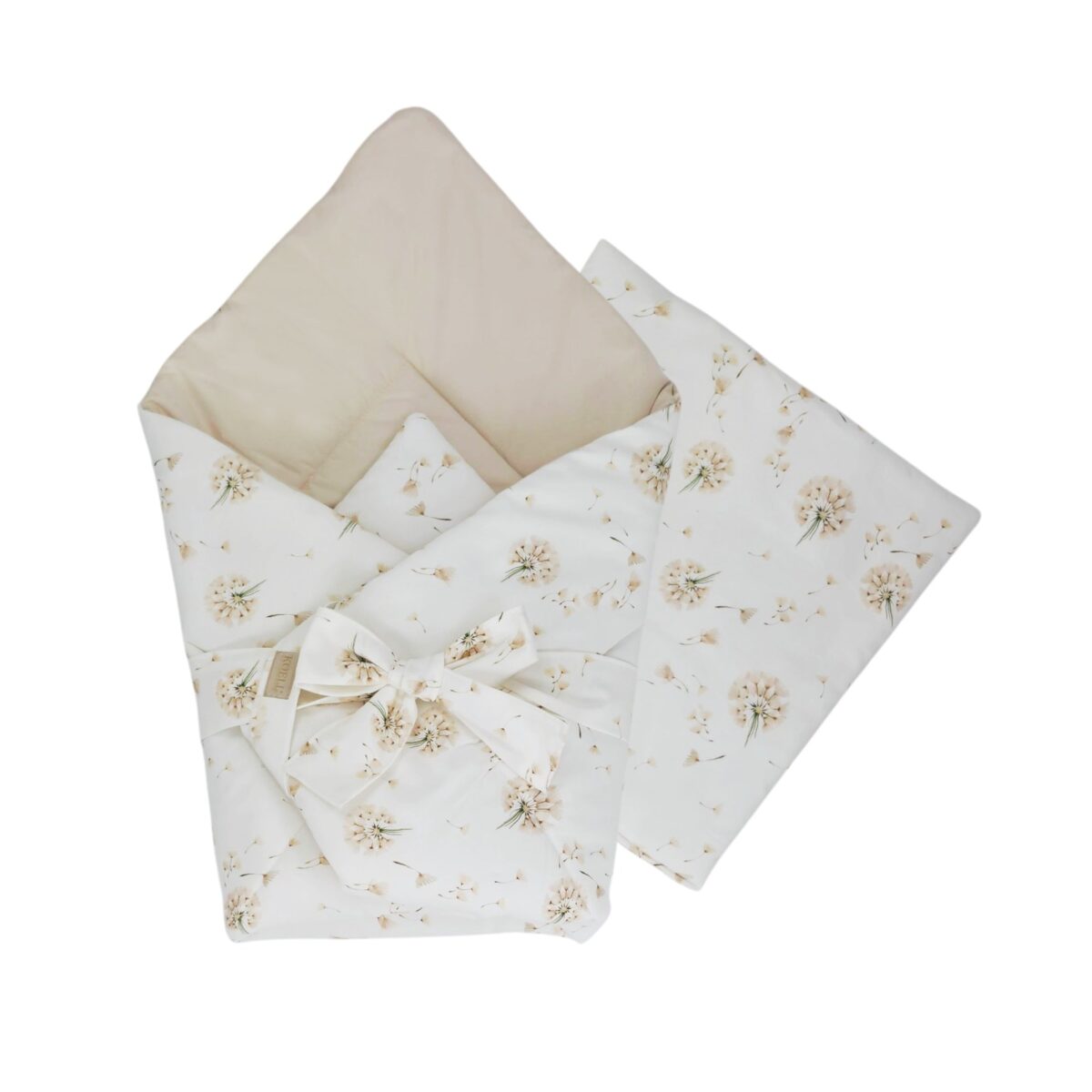 2-in-1 Swaddle Wrap 75 × 75 cm with Pillow 35 × 35 cm – Dandelions