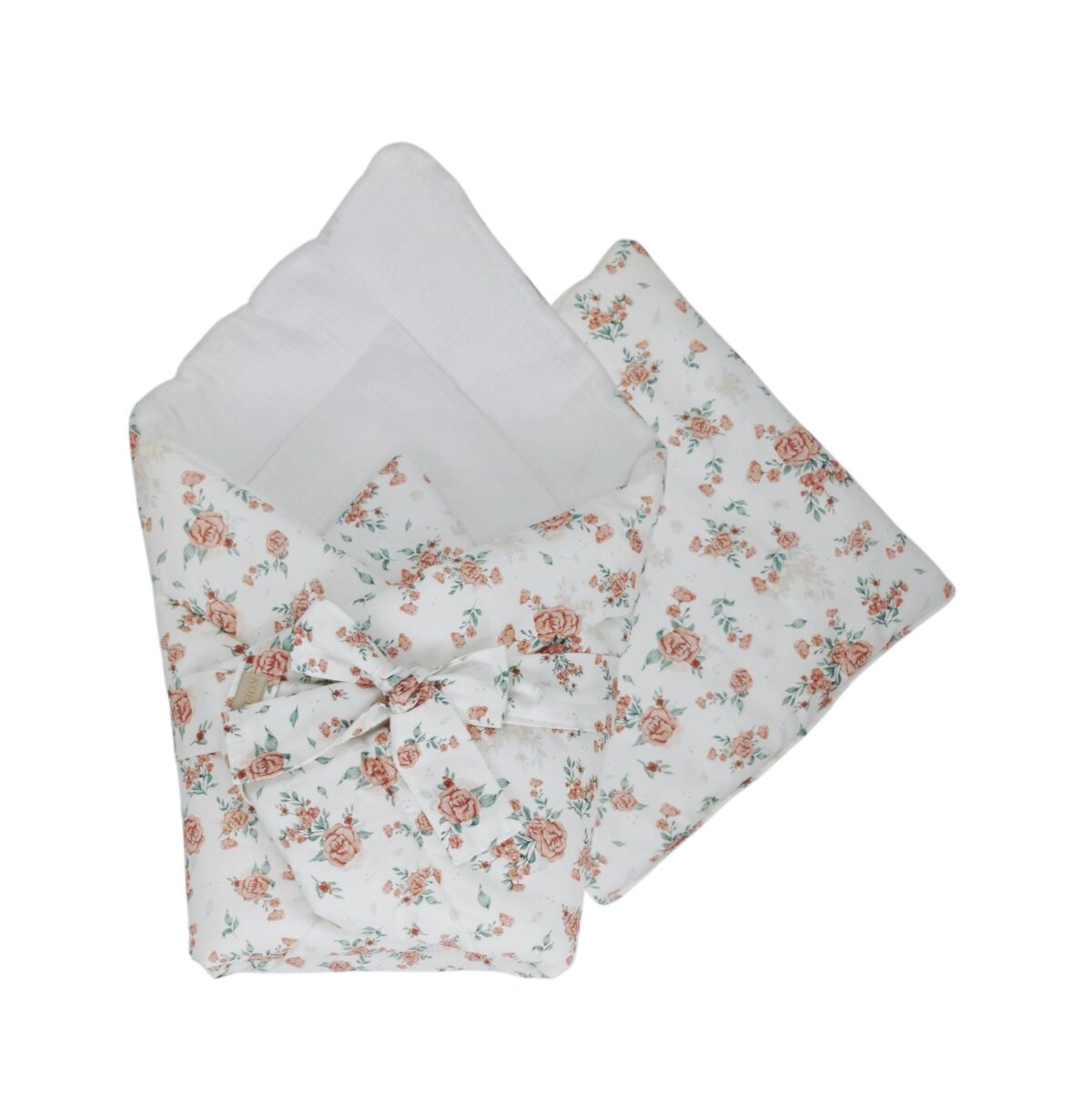 2-in-1 Swaddle Wrap 75 × 75 cm with Pillow 35 × 35 cm – Roses