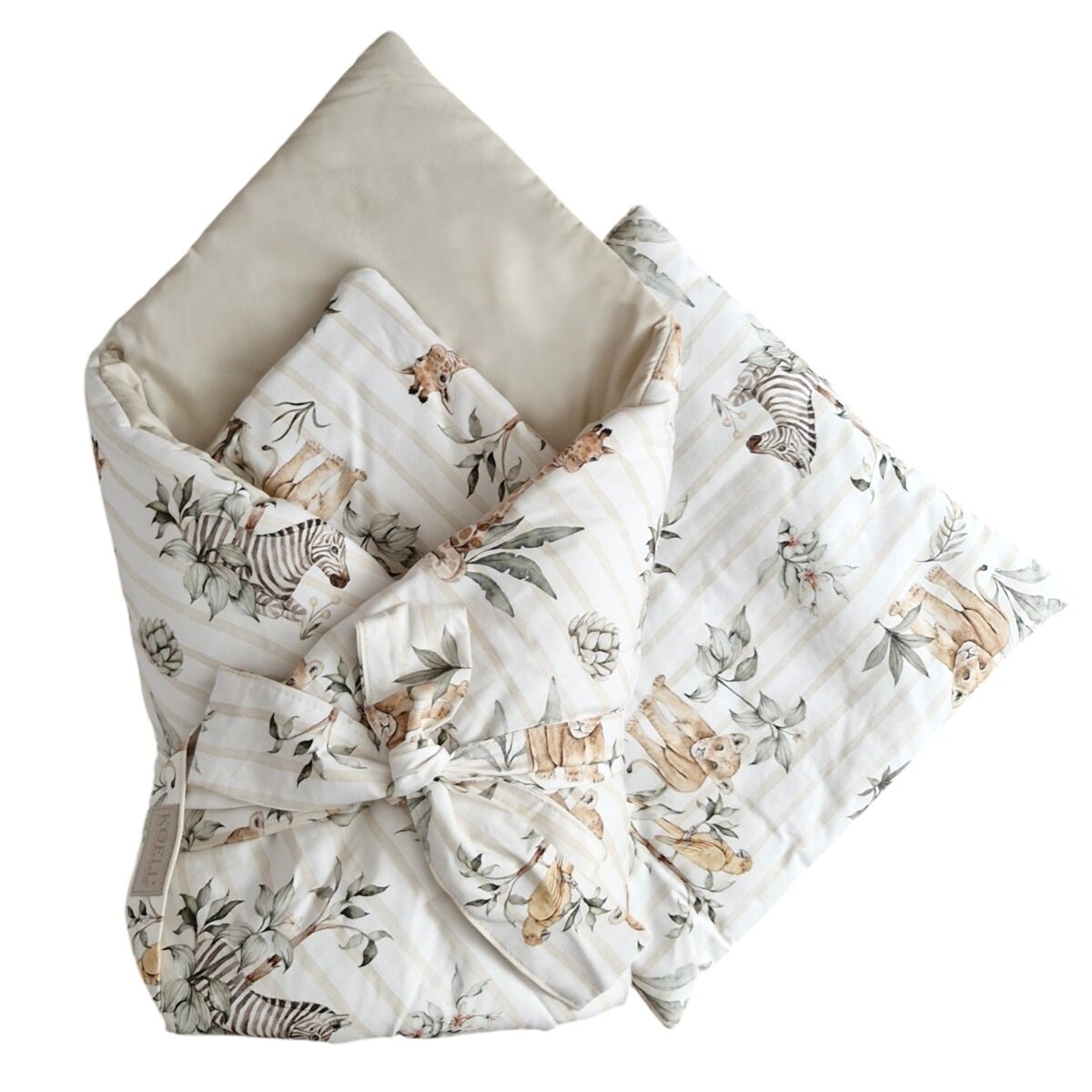 2-in-1 Swaddle Wrap 75 × 75 cm with Pillow 35 × 35 cm – Safari