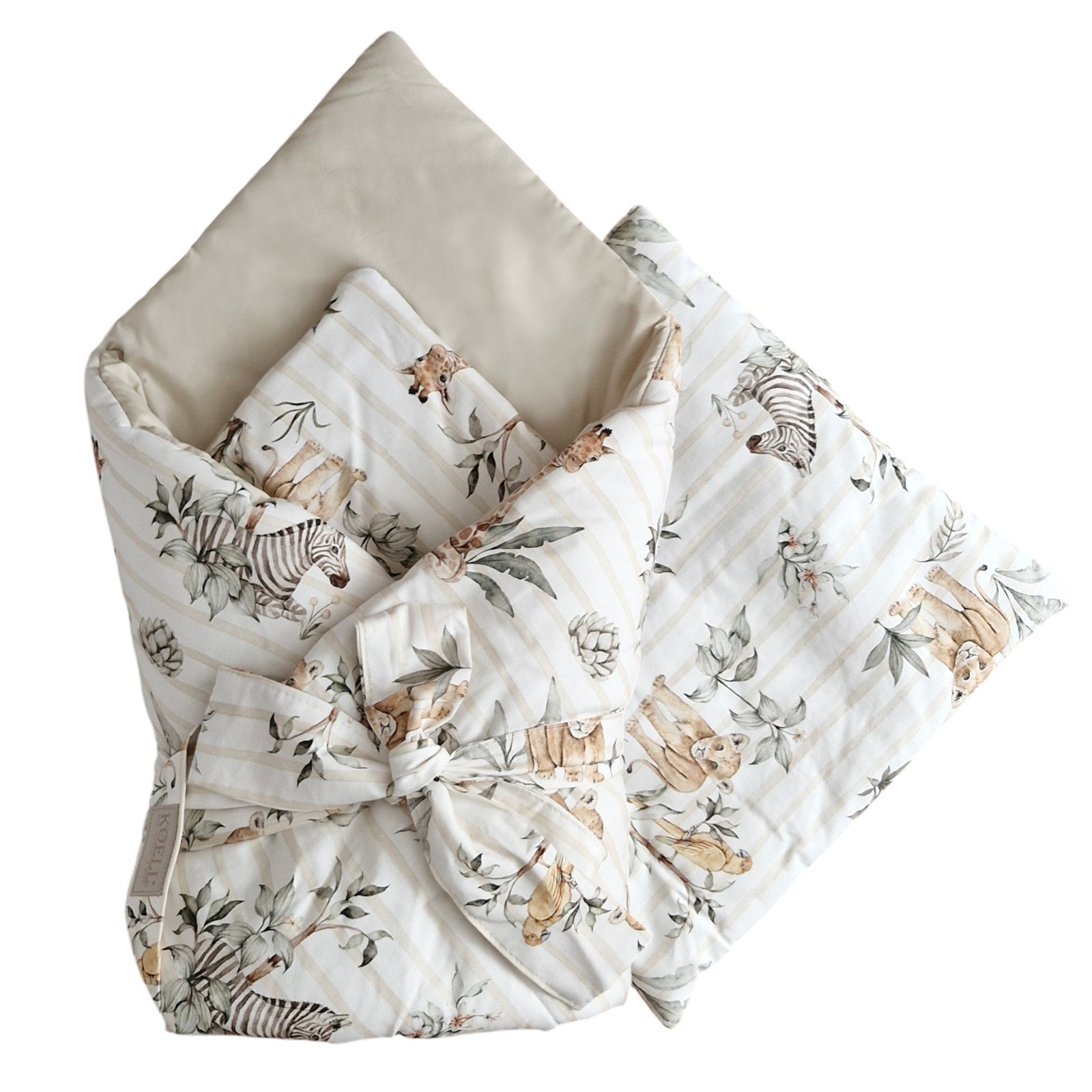 2-in-1 Swaddle Wrap 75 × 75 cm with Pillow 35 × 35 cm – Safari