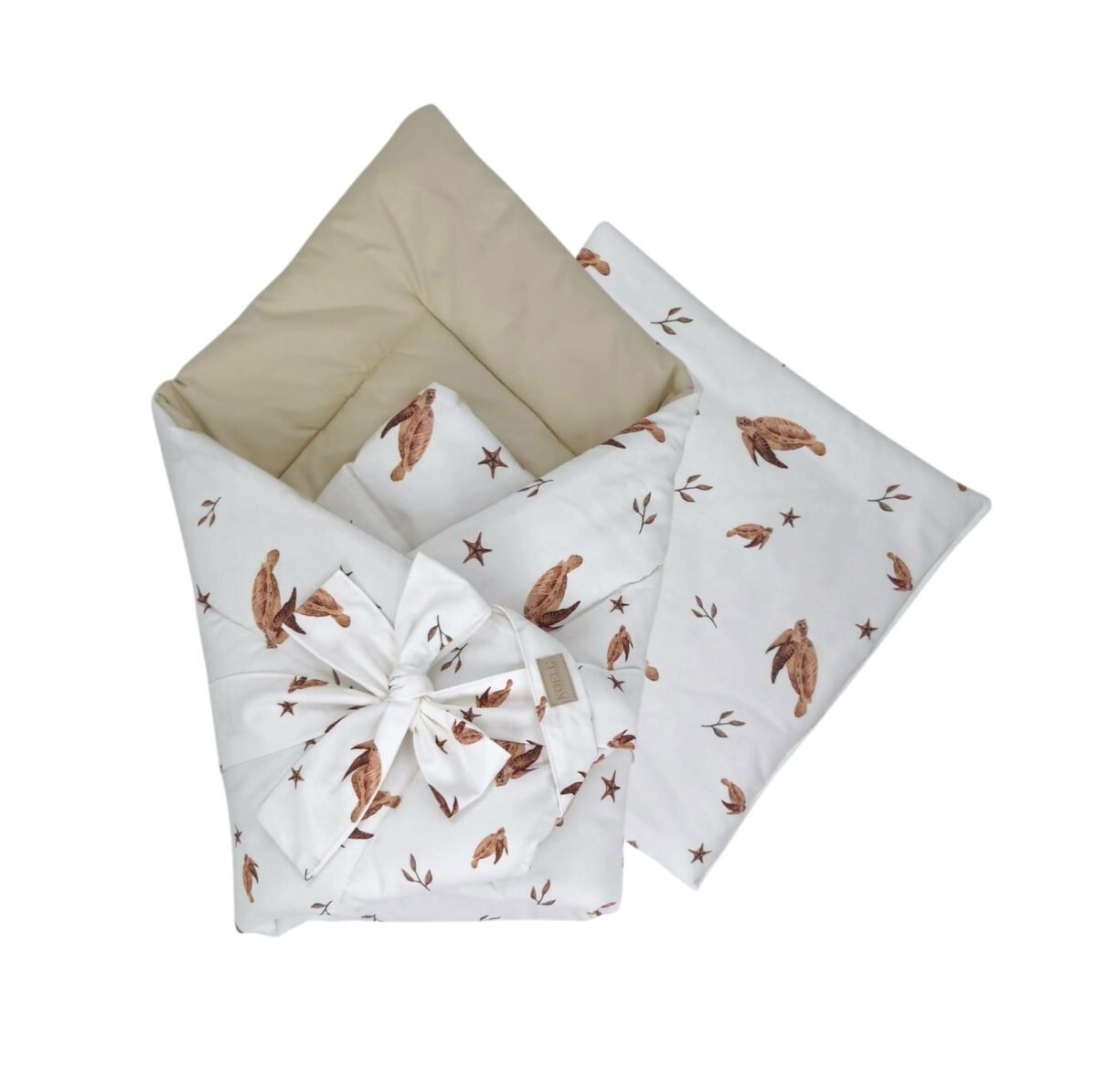 2-in-1 Swaddle Wrap 75 × 75 cm with Pillow 35 × 35 cm – Sea Turtles