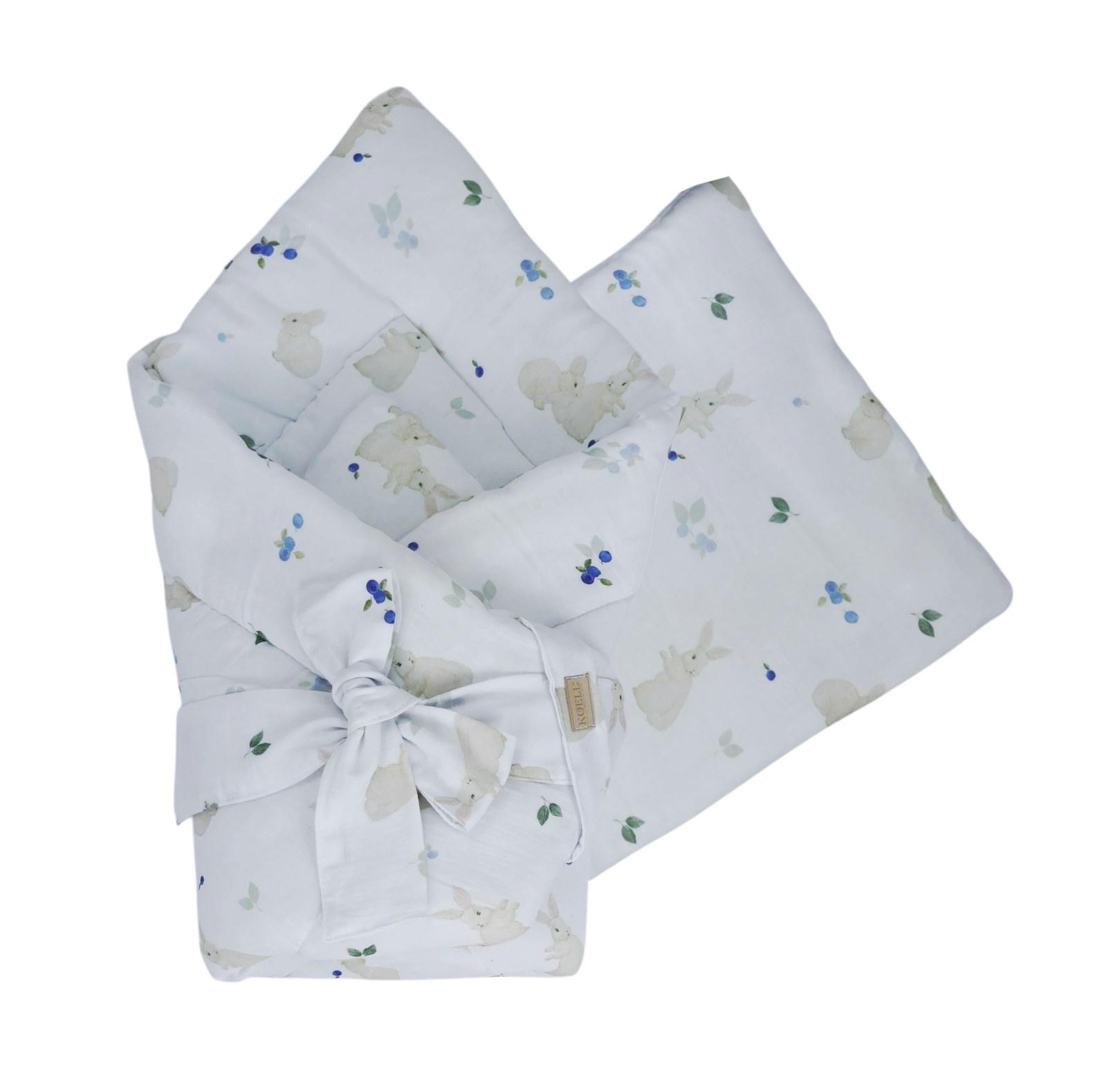 2-in-1 Swaddle Wrap 75 × 75 cm with Pillow 35 × 35 cm – Forest Bunnies