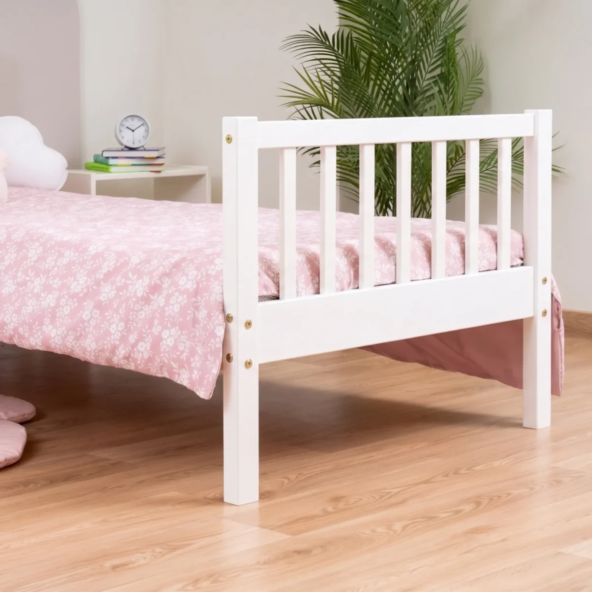 ELLA Children’s Bed in pine wood, white, headboard