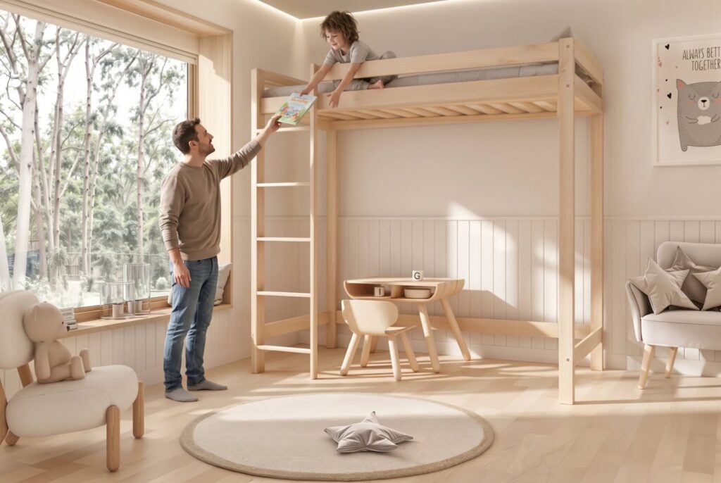 AVELA 180cm Bunk Bed with parent and child