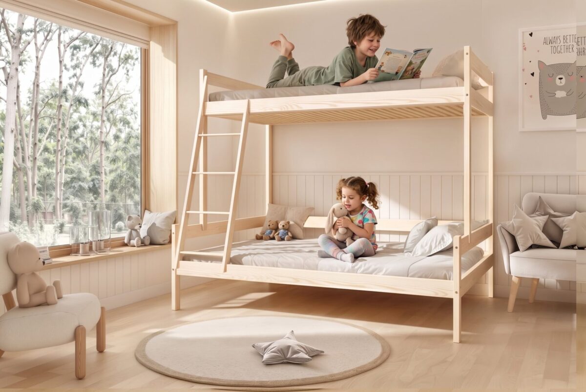 Family Bunk Bed – story time together Family Bunk Bed with parent and child