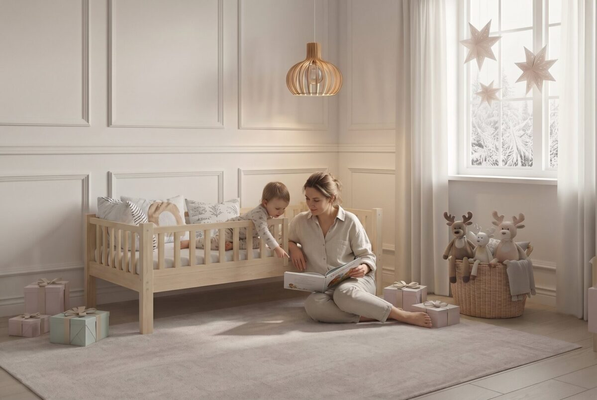 ANELLA Children’s Bed – story time together ANELLA Children’s Bed with parent and child