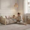 ANELLA Mini Children’s Bed – story time together ANELLA Mini Children’s Bed with parent and child