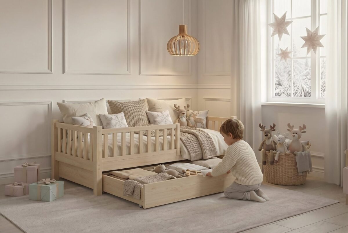 Child in the ANELLA Children’s Bed with Drawer