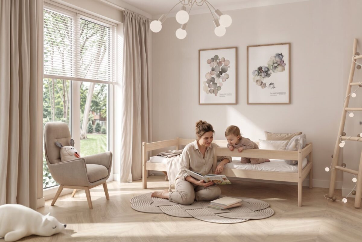 LEO Children’s Bed with parent and child