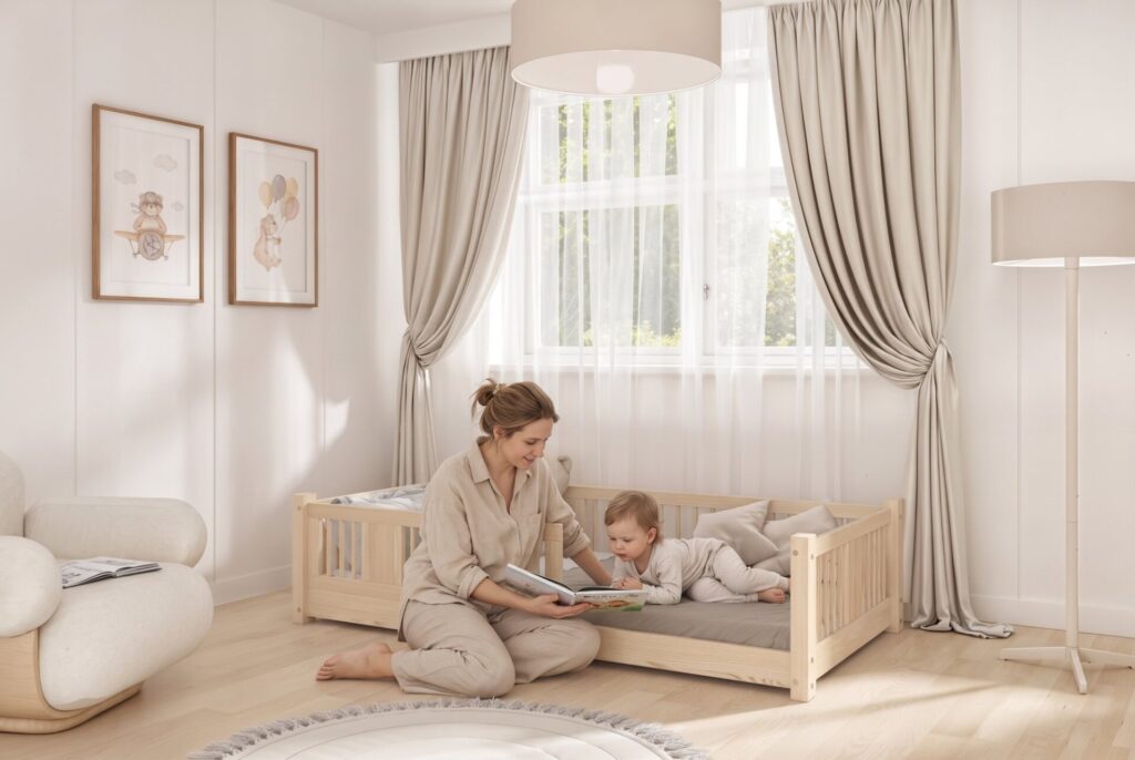 LUNA Mini Children’s Bed with parent and child
