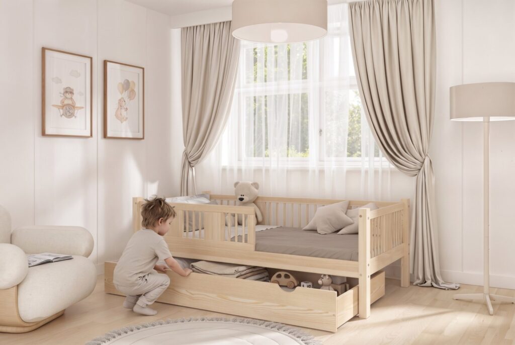 Child in the LUNA Children’s Bed with Drawer