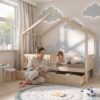 LUNETTA Children’s Bed with Drawer – story time together LUNETTA Children’s Bed with Drawer with parent and child