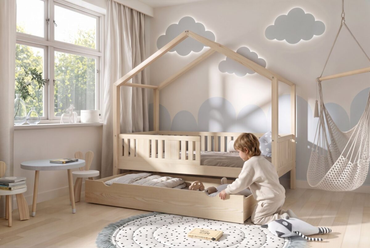 LUNETTA Children’s Bed with Drawer – everyday life Child in the LUNETTA Children’s Bed with Drawer