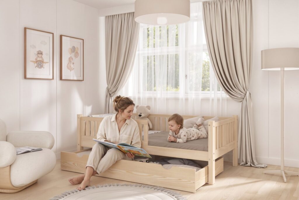NIKO Children’s Bed with Drawer with parent and child