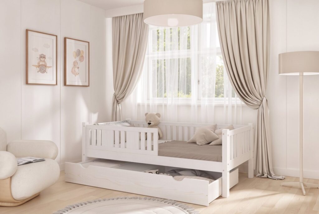 NIKO Children’s Bed with Drawer in White
